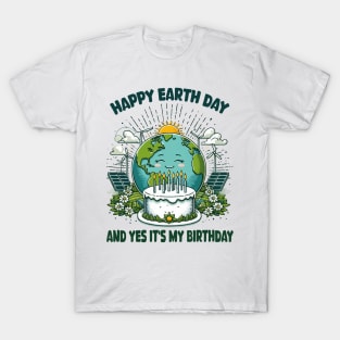 Happy Earth Day It's My Birthday Funny Earth Day 2024 Kids T-Shirt